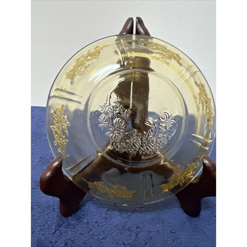 2 Federal Glass AMBER Sharon Cabbage Rose 6